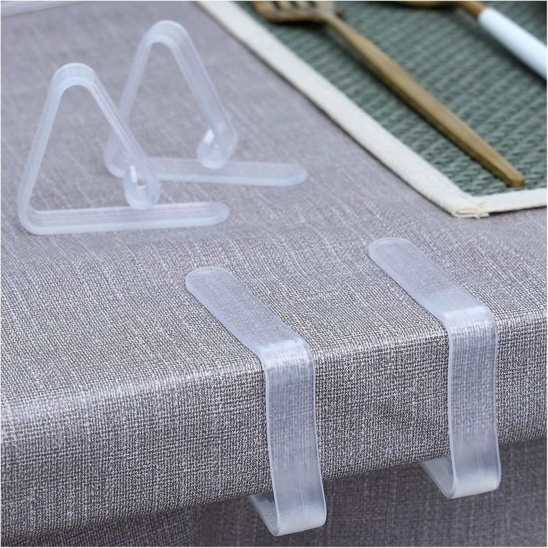 Kitnish 32 Pcs Tablecloth Clips,Clear Plastic Tablecloth Clips, Plastic Table Cloth Hold Down Clips Table Cloth Holder for Meeting Party Indoor Outdoor Events - Image 1